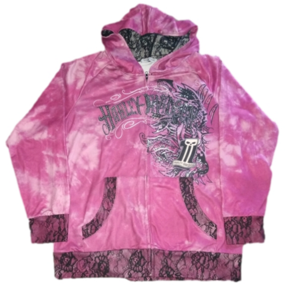 Miss Look Jackets & Blazers - NWOT Harley Davidson Women's XL Miss Look Jacket Lace Trim Cotton Liner Graphics